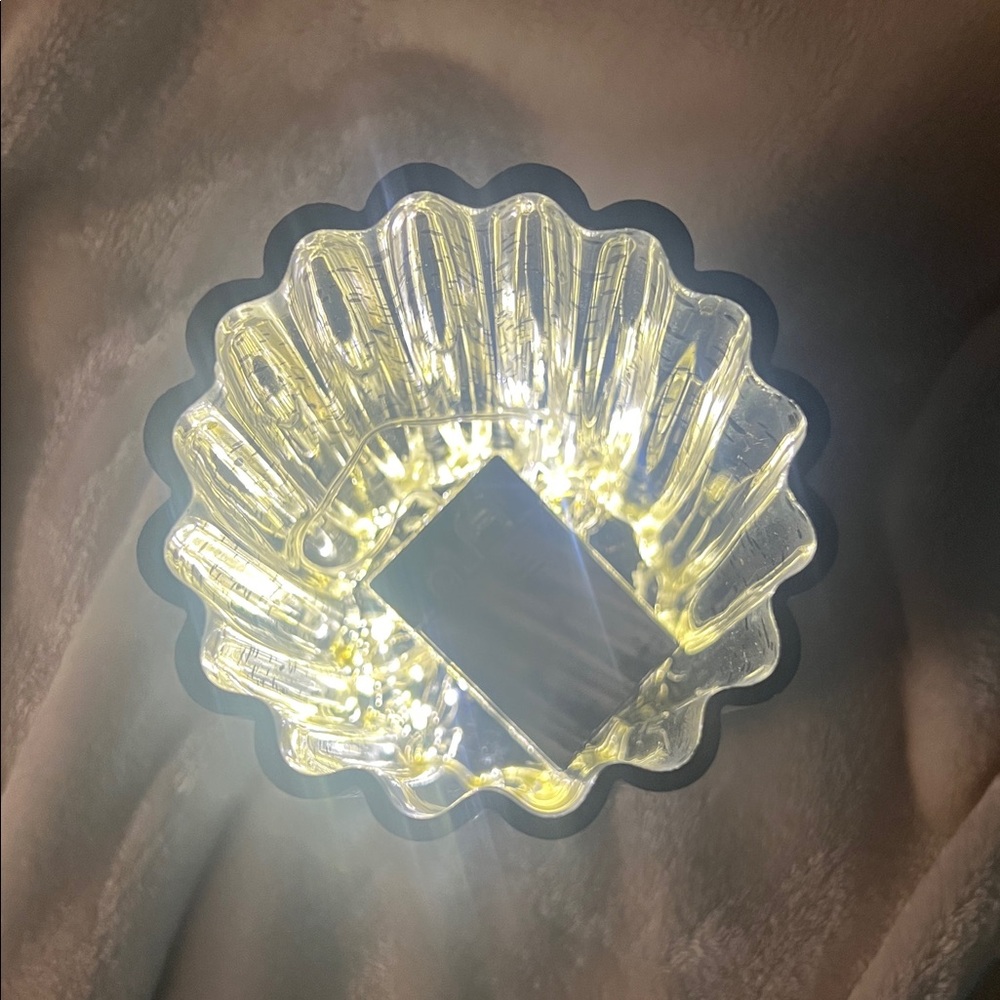 NIB 🏮 ONE IRIDESCENT BLUE/SILVER SPARKLY GLASS LANTERN LAMP VASE w/STRING LIGHTS - Picture 2 of 15